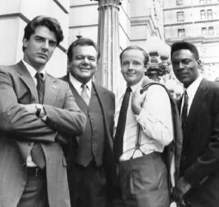 Chris Noth, Paul Sorvino, Michael Moriarty, and Richard Brooks of Law and Order